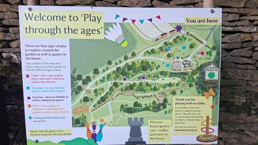 Summer of Play Through the Ages information board at Newark Park